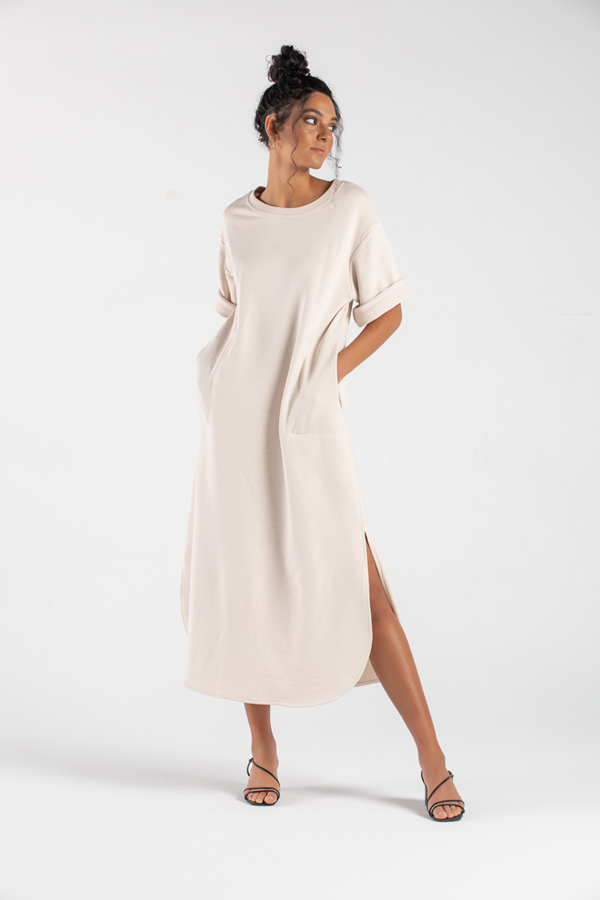 The Go To Basic Dress In Beige thumbnail