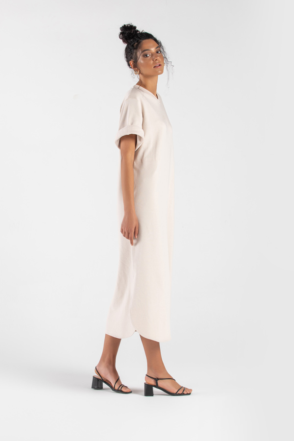The Go To Basic Dress In Beige thumbnail