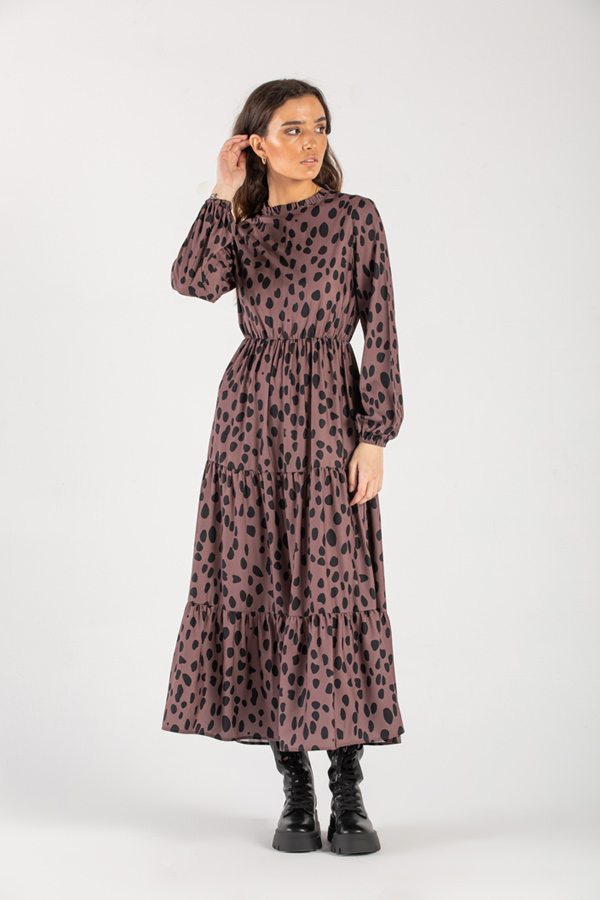 Spot Me Dress In Brown And Black thumbnail