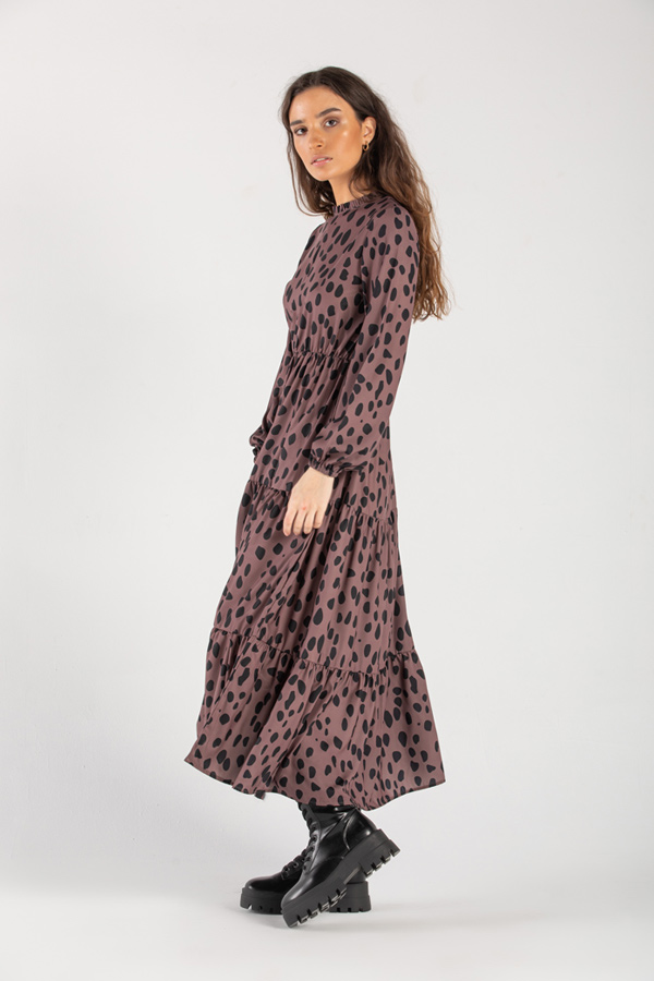 Spot Me Dress In Brown And Black thumbnail