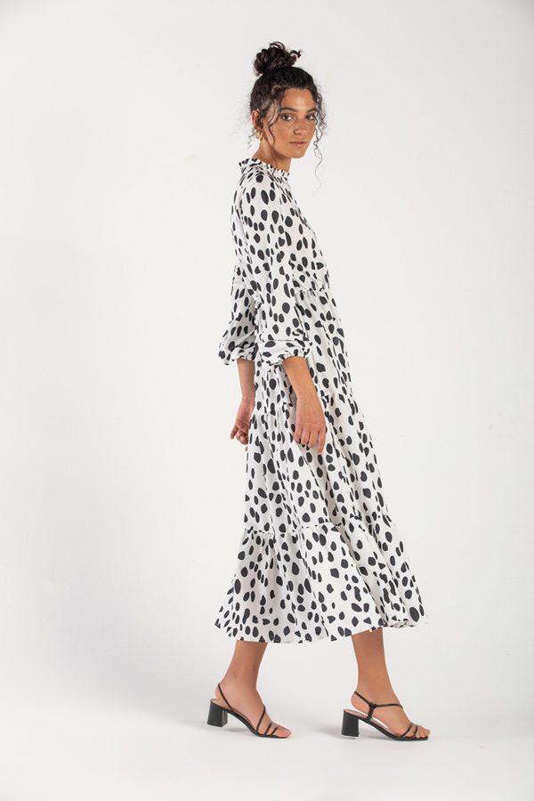 Spot Me Dress In White And Black thumbnail