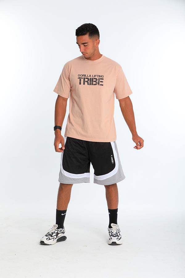 Gorilla lifting tribe T-shirt in beige thumbnail