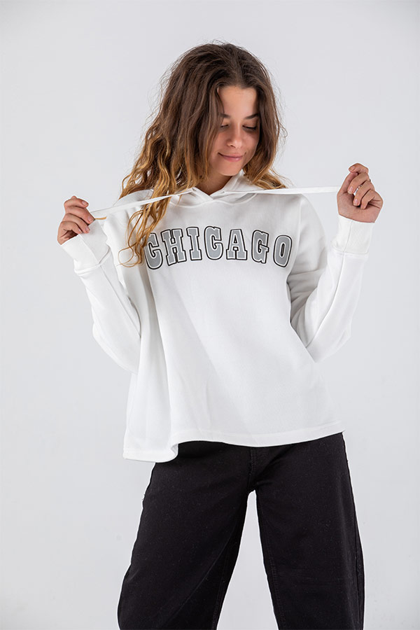 Chicago Hoodie in White – FYI thumbnail