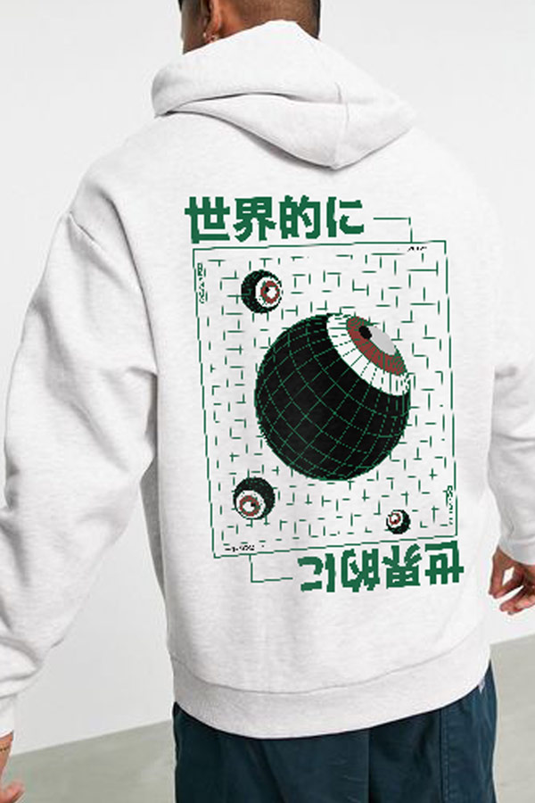 WRLDWIDE Oversized Hoodie in White thumbnail