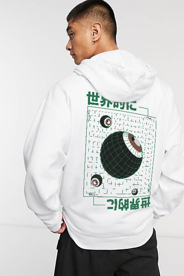 WRLDWIDE Oversized Hoodie in White thumbnail