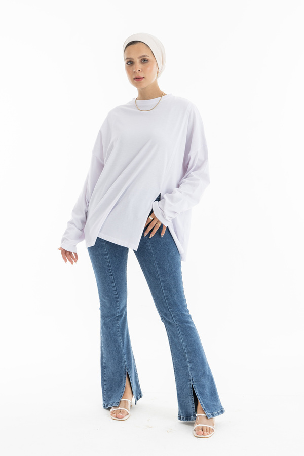 Cut Out Long Sleeve In Top White thumbnail