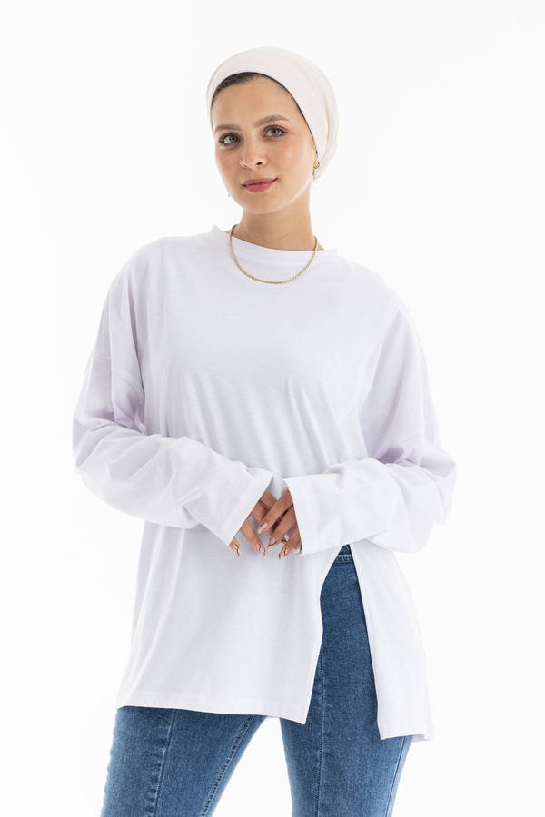 Cut Out Long Sleeve In Top White thumbnail