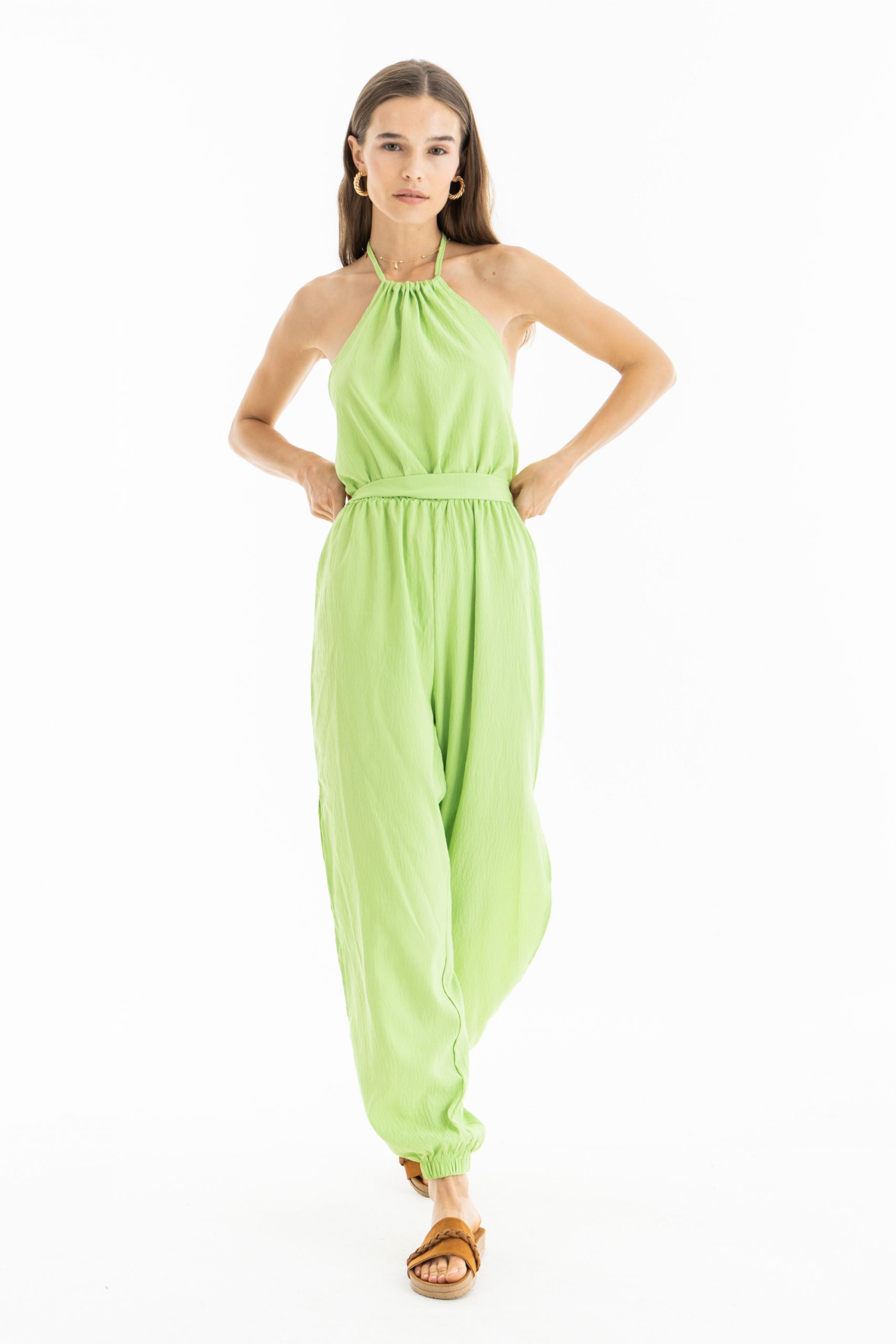Cut Out Jumpsuit In Lime Green Dress Code
