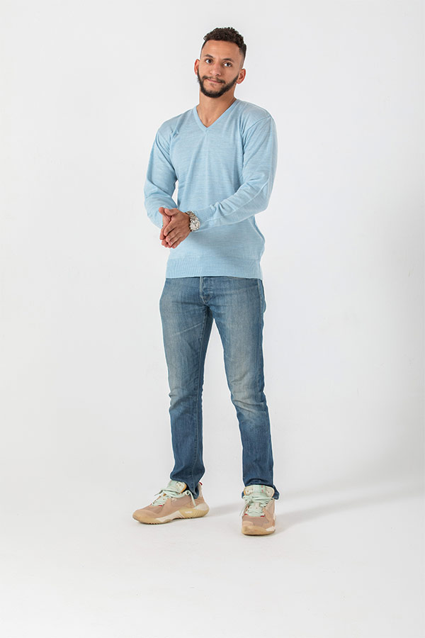 V-neck Pullover In Baby Blue thumbnail