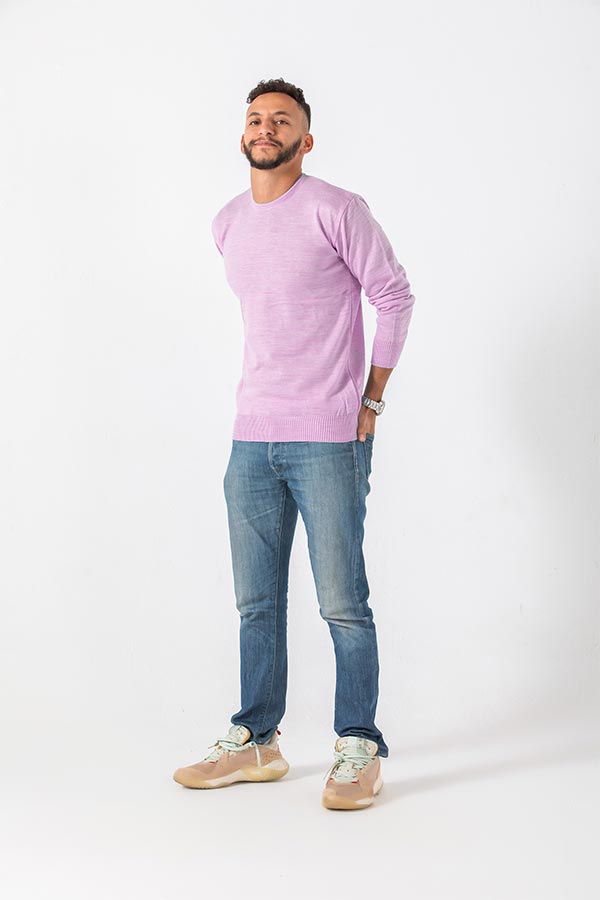 Round Neck Pullover In Light Purple thumbnail