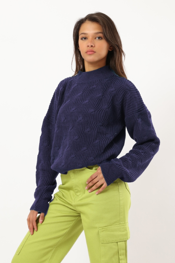 Crewneck Sweater In Purple – FYI thumbnail