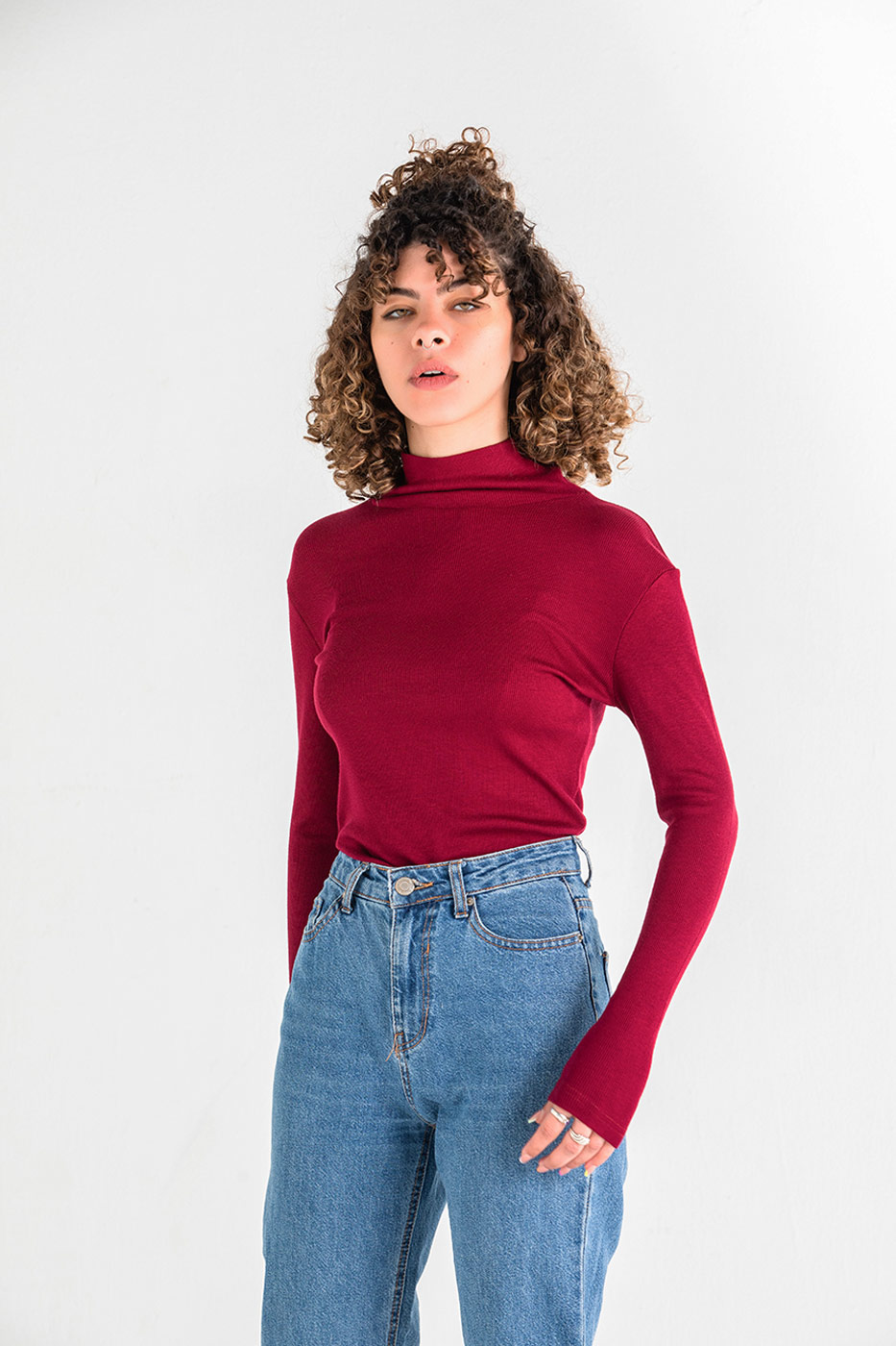 Buy The Turtle Neck Top In Burgundy online from Dresscode - Egypt