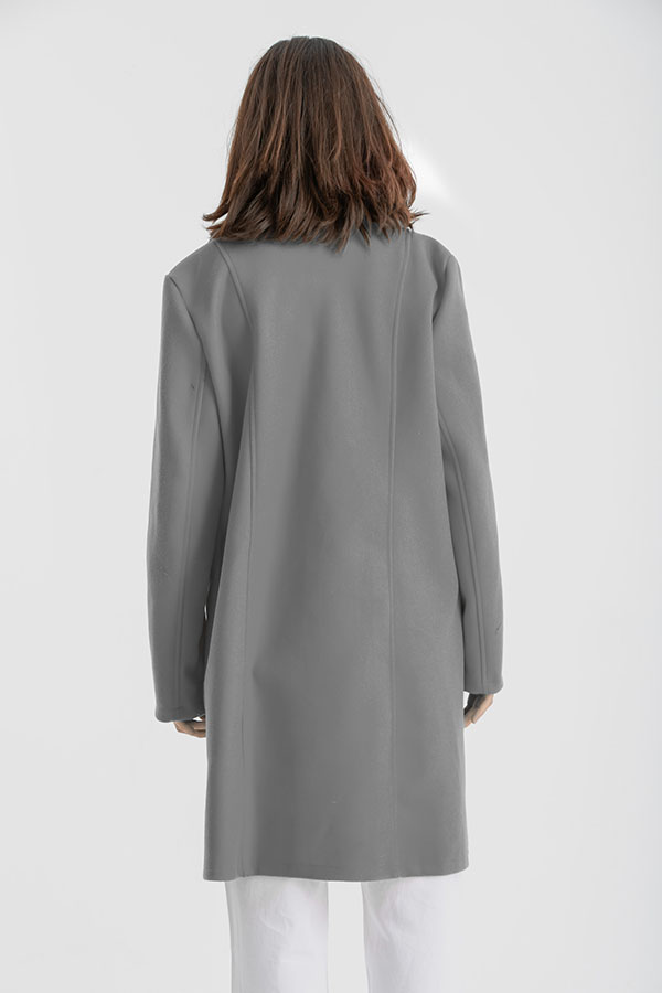 Collar Wool Coat In Grey – ELLE thumbnail