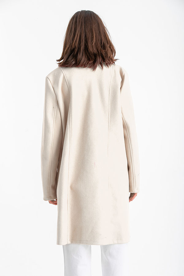 Collar Wool Coat In Beige – ELLE thumbnail