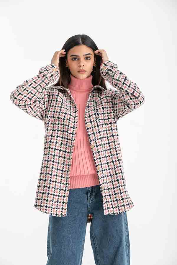 Checked Overshirt In Pink – FYI thumbnail