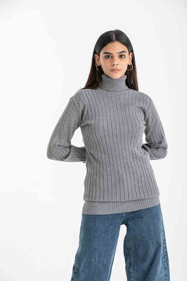 Turtleneck Sweater In Grey – FYI thumbnail