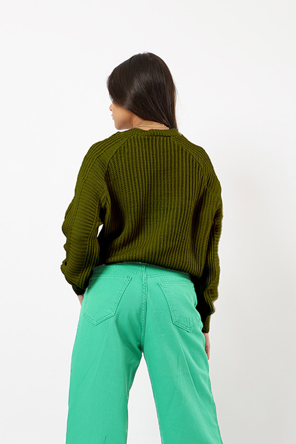 Crewneck Cozy Pullover In Olive thumbnail