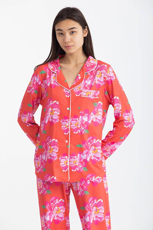 Light Pink Floral Long Sleeve Pyjama Set thumbnail