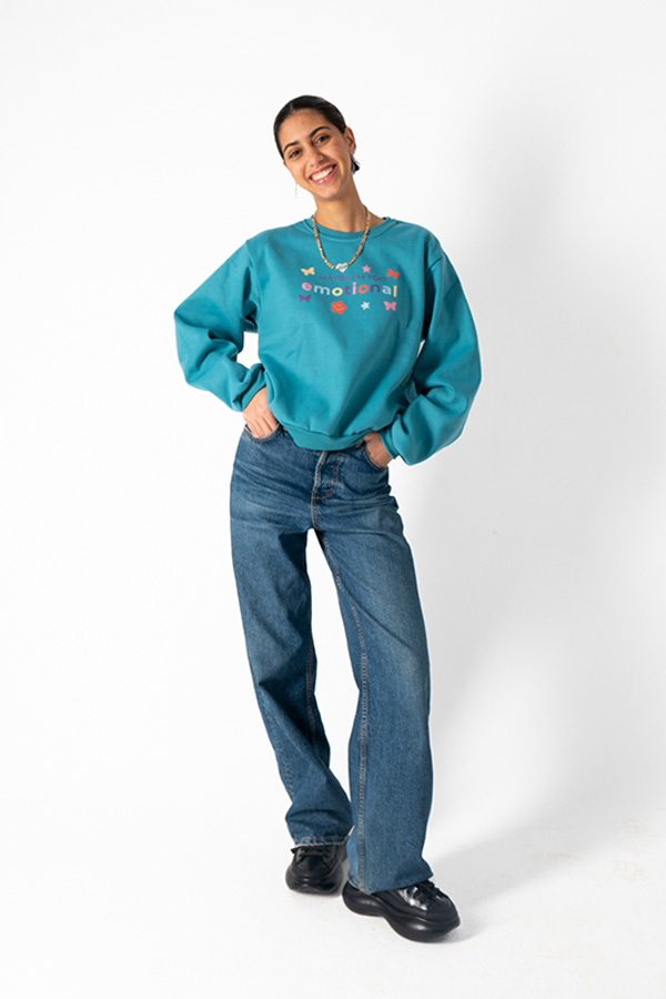 Too Emotional Crewneck In Turquoise thumbnail