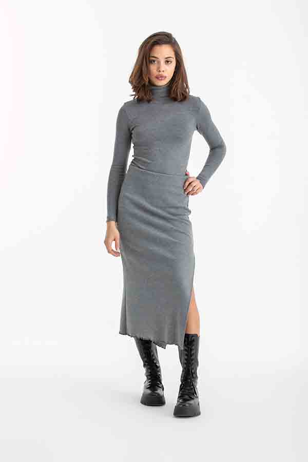 Ribbed Turtle Neck In Grey thumbnail