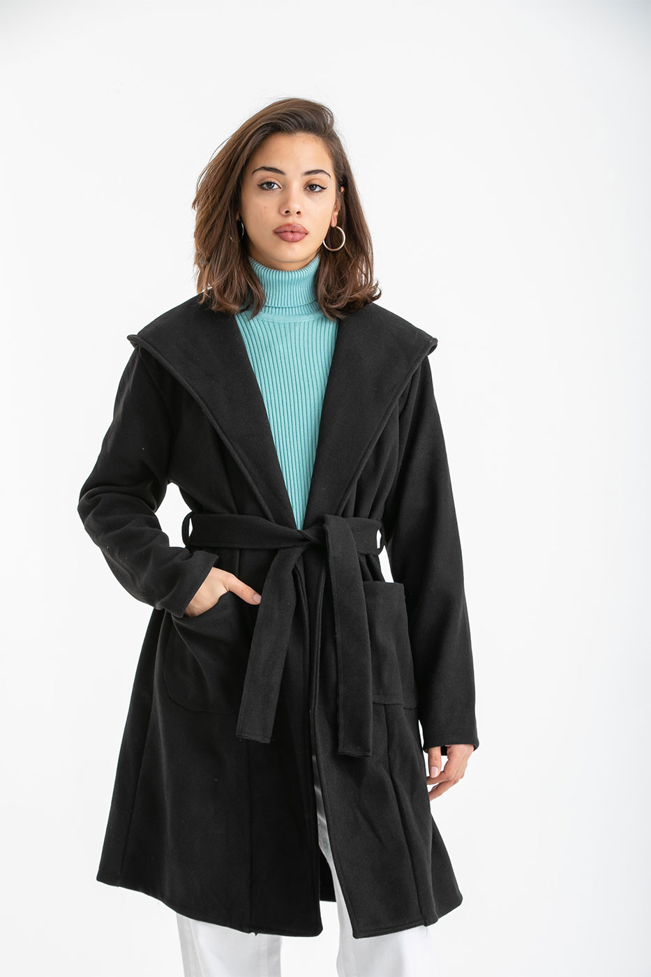 Classic Tied Up Coat In Black - Fyi From Dresscode in Egypt
