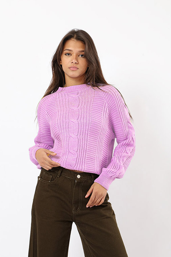 Crewneck Cozy Pullover In Pink thumbnail