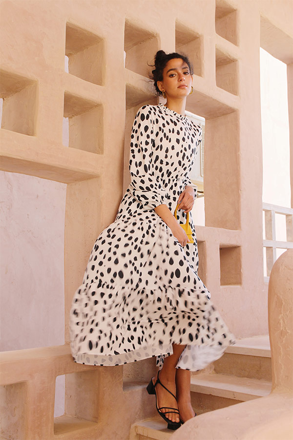 Spot Me Dress In White And Black thumbnail