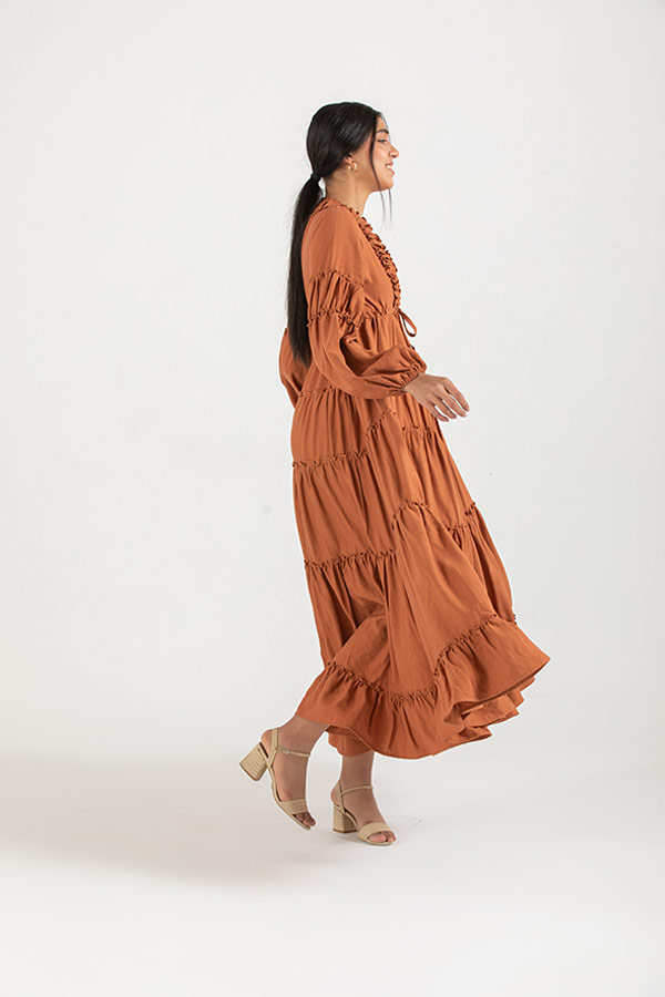 Summer Vibrant Dress In Brown thumbnail