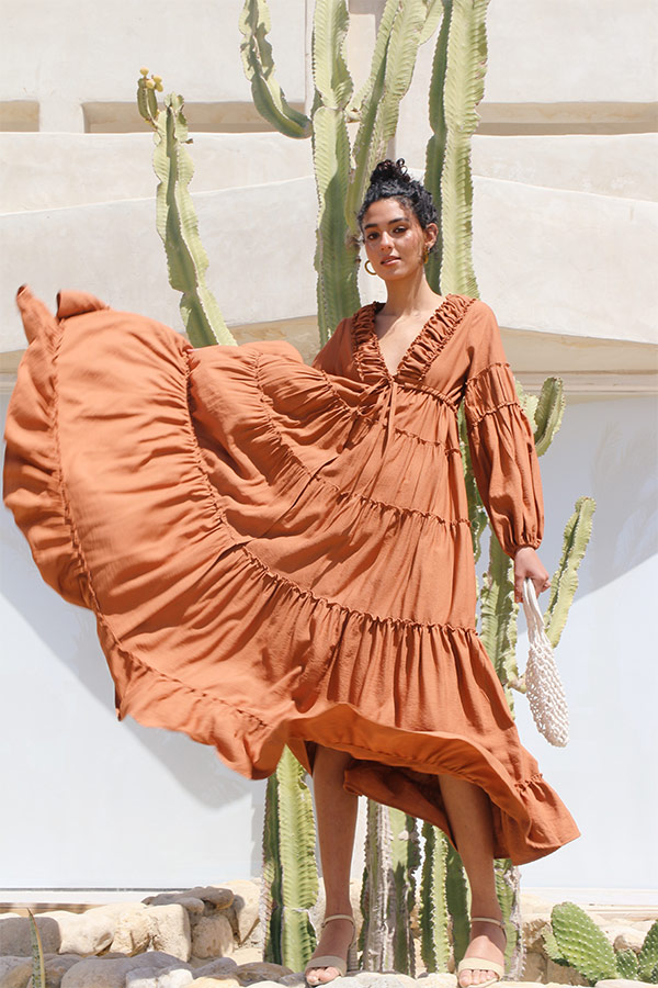 Summer Vibrant Dress In Brown thumbnail