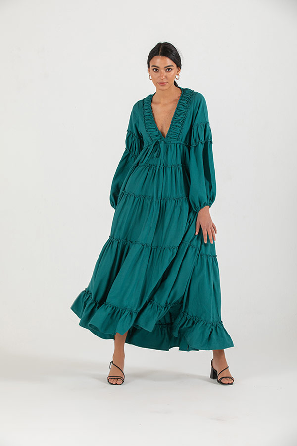 Summer Vibrant Dress In Teal Green thumbnail