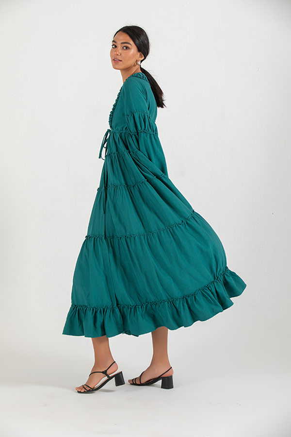 Summer Vibrant Dress In Teal Green thumbnail