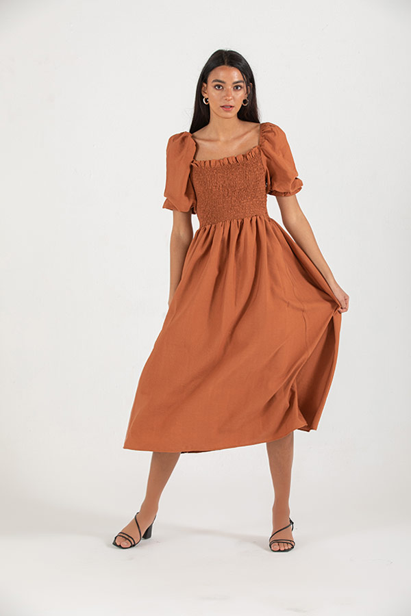 Is It Summer Dress In Brown thumbnail