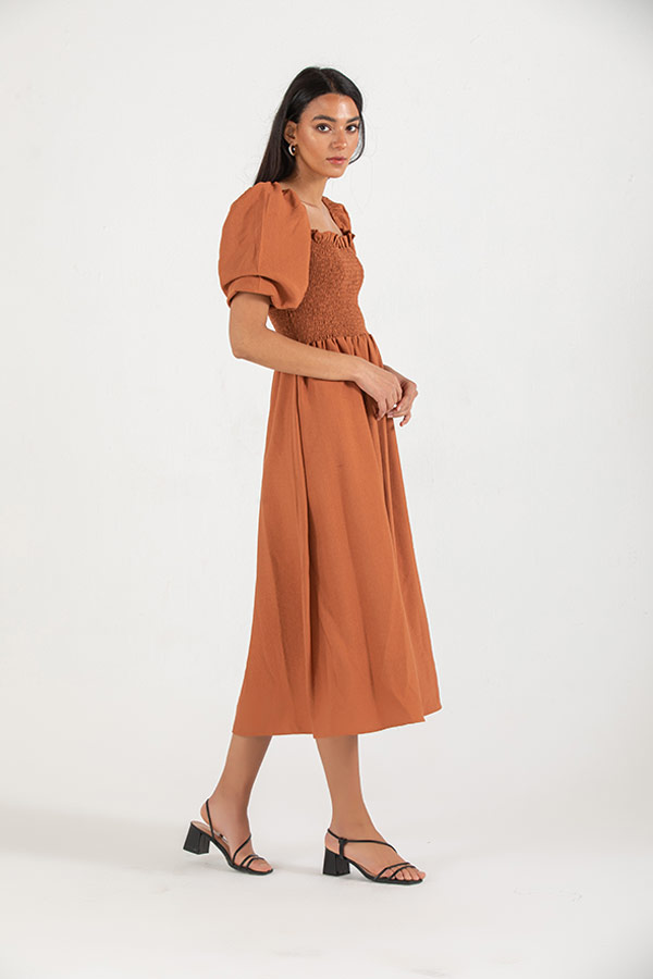 Is It Summer Dress In Brown thumbnail