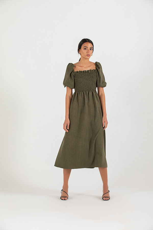 Is It Summer Dress In Olive Green thumbnail
