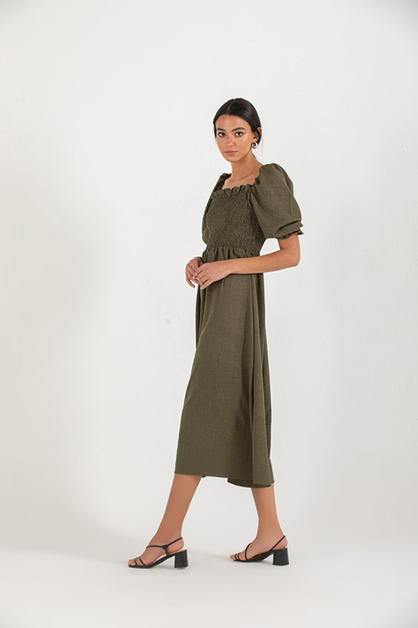 Is It Summer Dress In Olive Green thumbnail