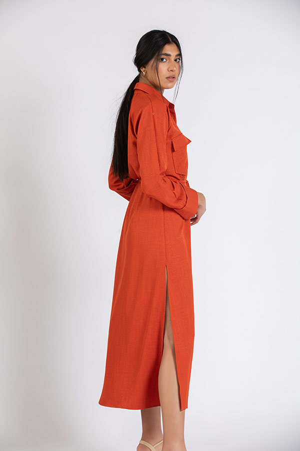 A Maxi Shirt Dress In Brown thumbnail