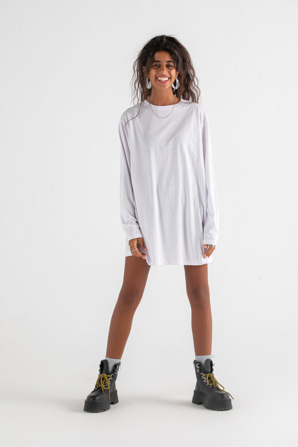 Do It Later Long Sleeve Tee in White thumbnail