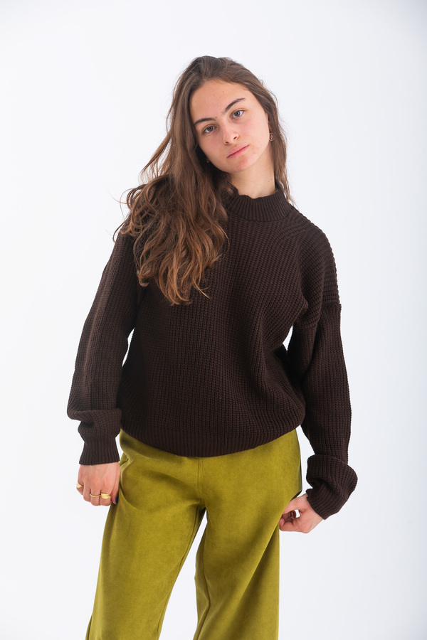 Knitted Sweater In Dark Brown thumbnail