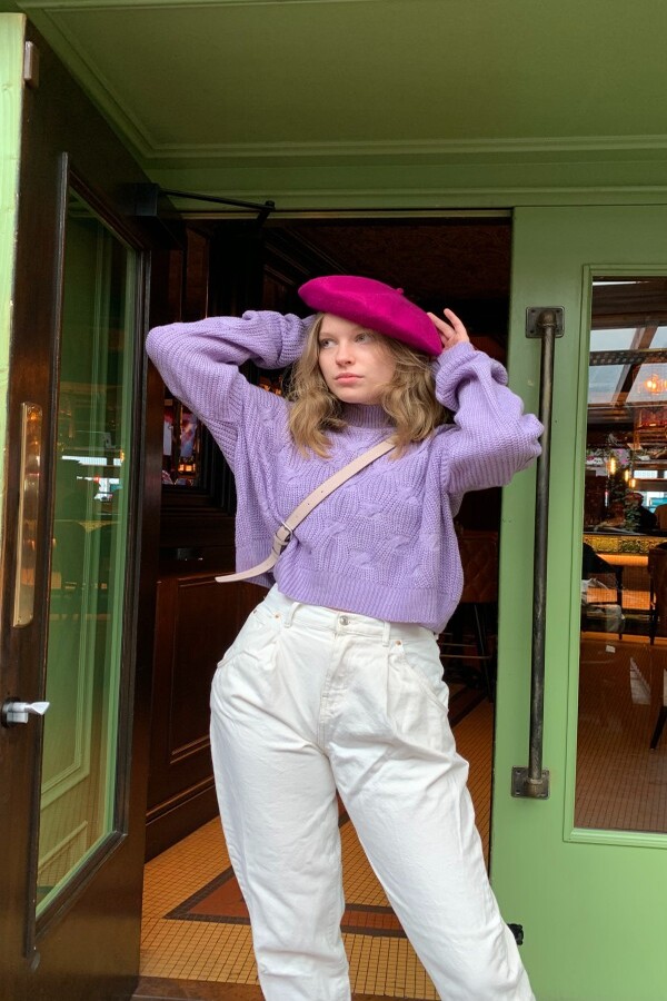 Crewneck Sweater In Light Purple – FYI thumbnail