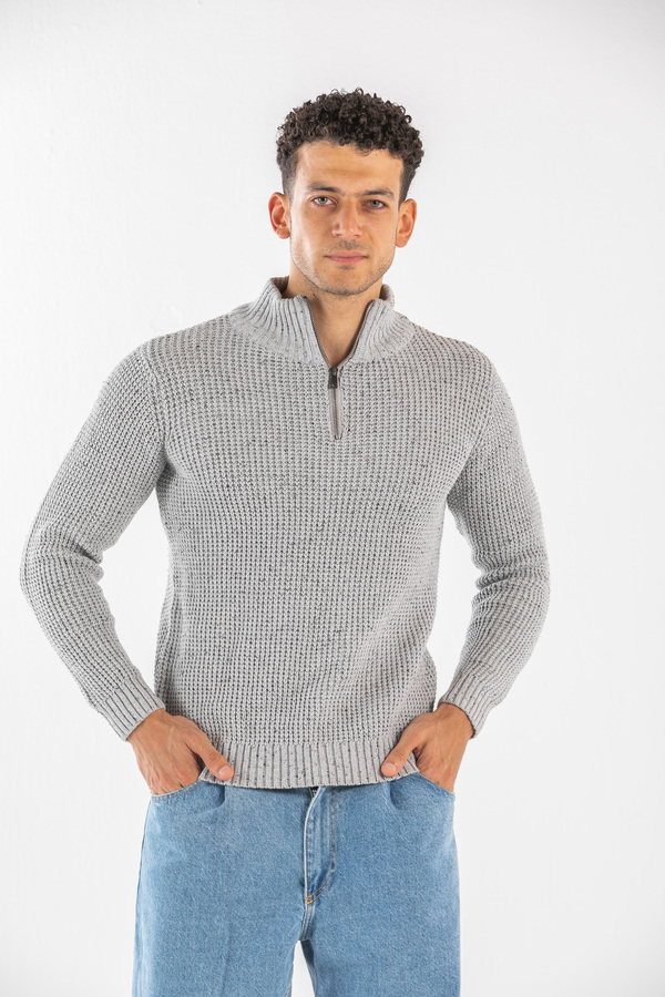 High Neck Sweater In Grey thumbnail