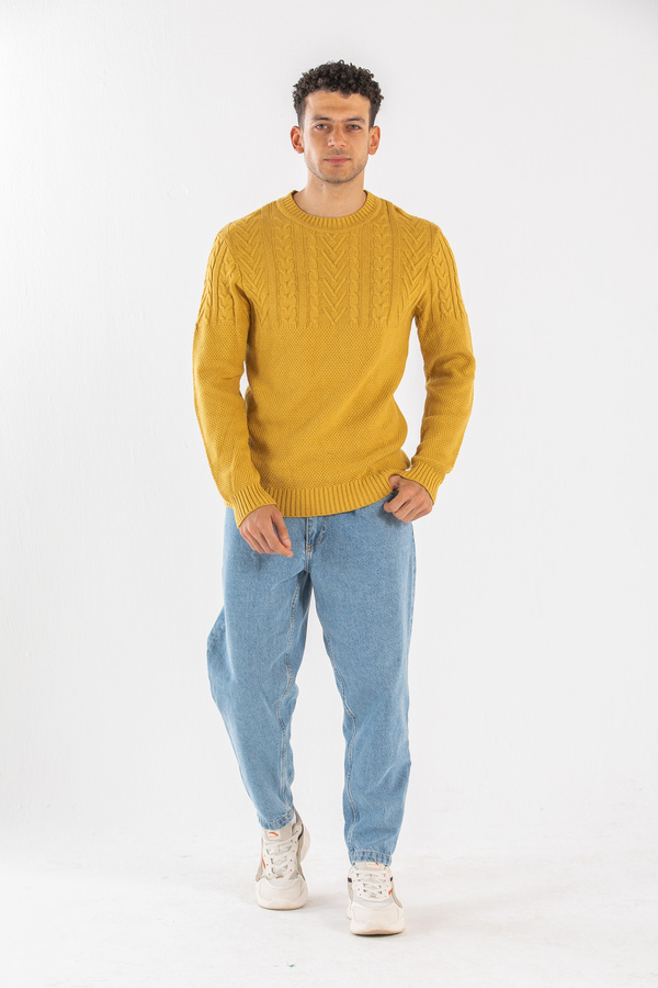 Cable Knit Sweater In Mustard thumbnail