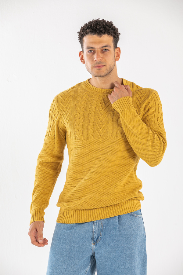 Cable Knit Sweater In Mustard thumbnail