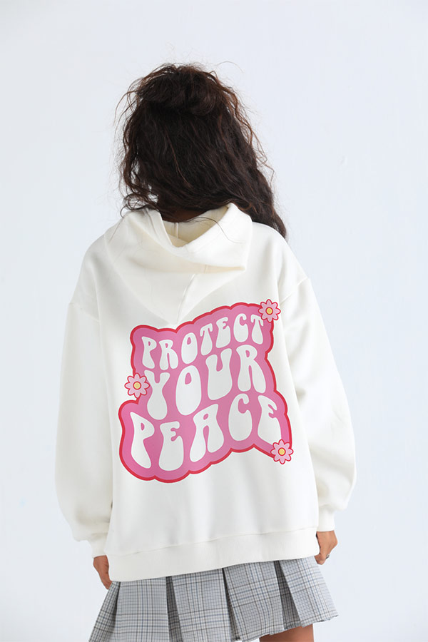 Protect Your Peace Hoodie in White thumbnail