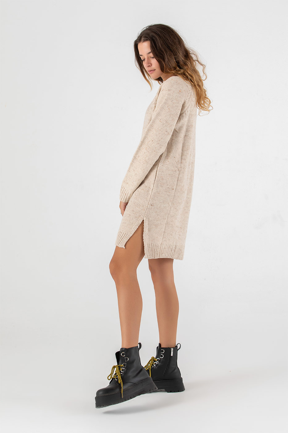 Sweatheart Sweater Dress in Beige Shop from Dresscode