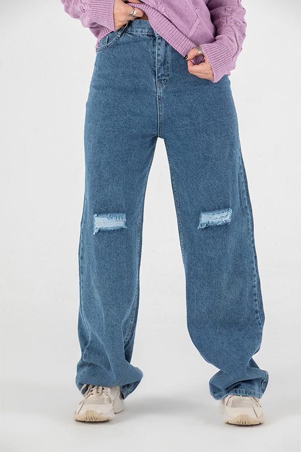 Slashed Style Jeans in Blue thumbnail