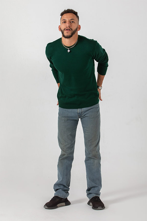 Round neck pullover in Green thumbnail