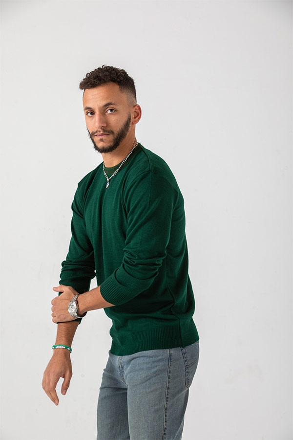 Round neck pullover in Green thumbnail