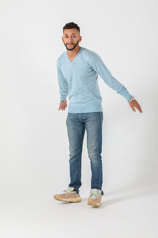 V-neck Pullover In Baby Blue thumbnail