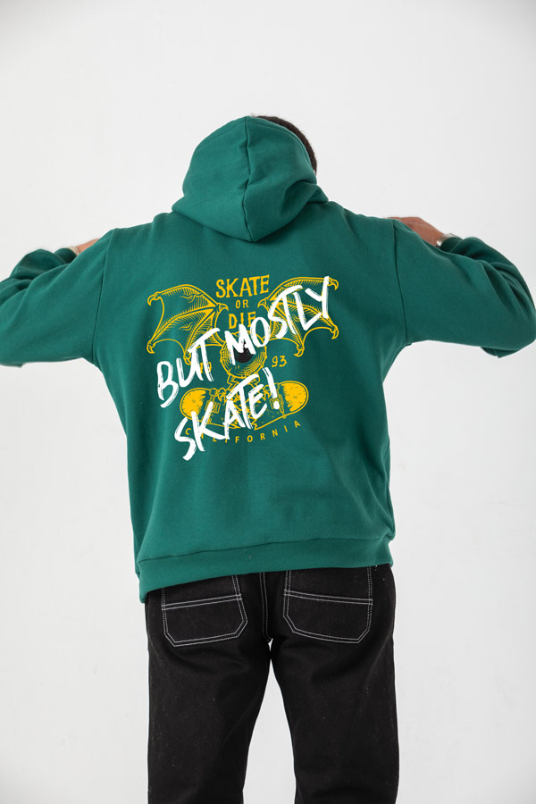 But Mostly Skate Hoodie In Green thumbnail