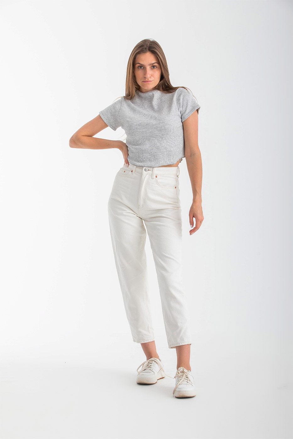 Basic Cropped Top In Grey thumbnail